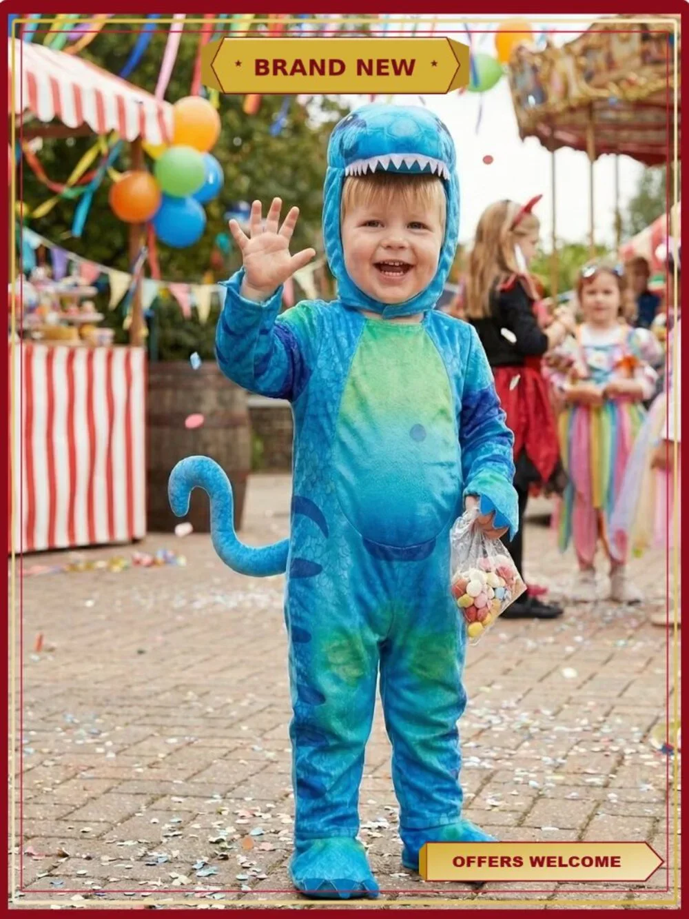 Toddler Dinosaur Costume Kids T-Rex Dress Up Halloween Dino Jumpsuit
